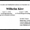 Kirr Wilhelm 1912-1998 Todesanzeige